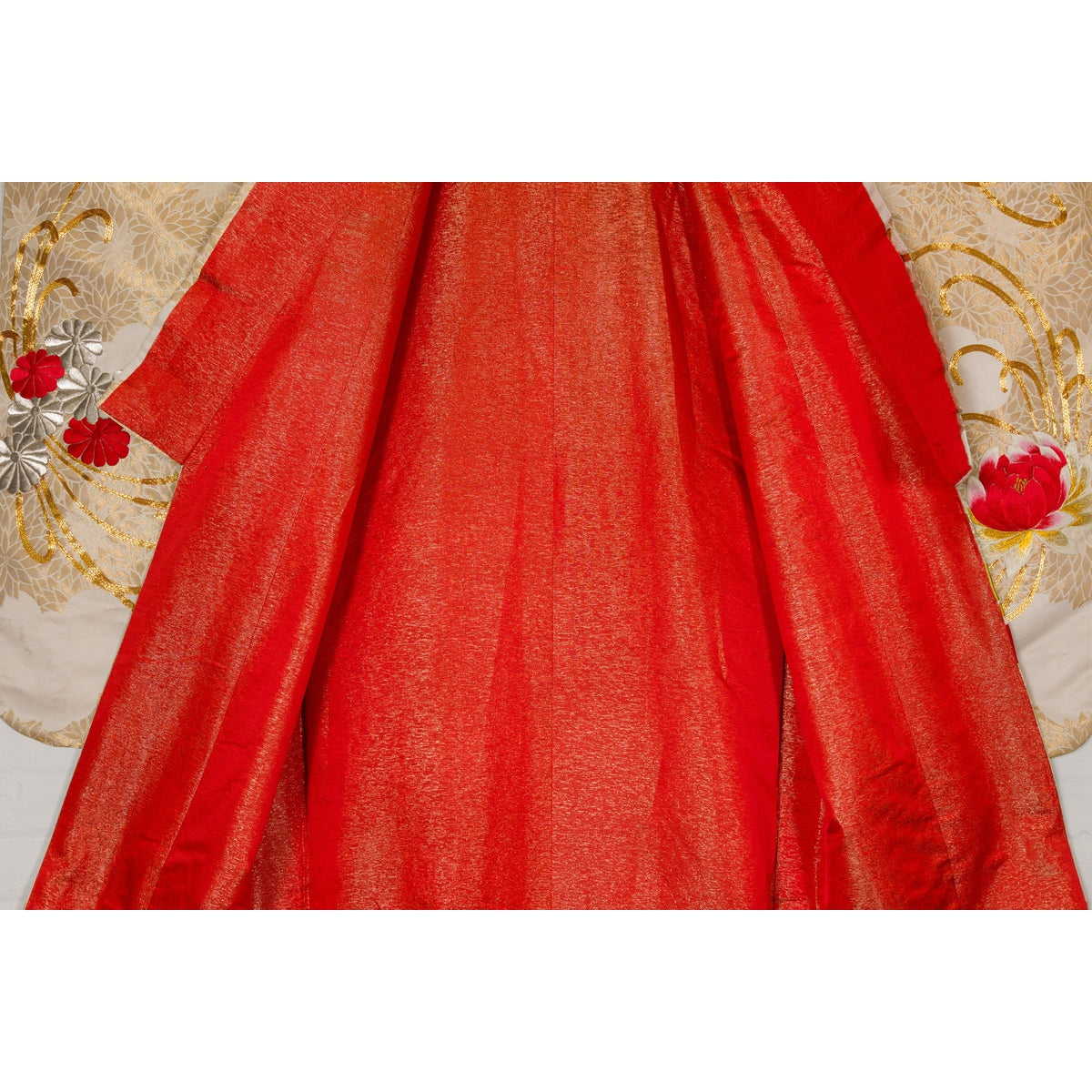 Vintage Silk Kimono with Gold, Silver and Red Embroidery-14. Asian & Chinese Furniture, Art, Antiques, Vintage Home Décor for sale at FEA Home