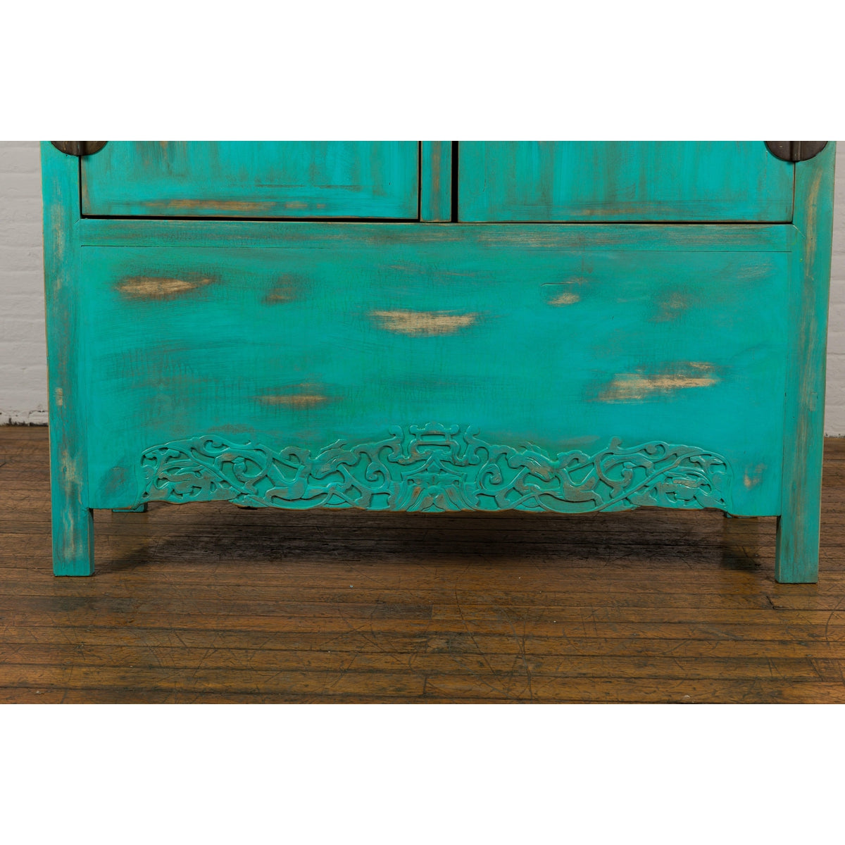 Qing Dynasty Cabinet with Custom Blue Green Lacquer and Carved Apron-10. Asian & Chinese Furniture, Art, Antiques, Vintage Home Décor for sale at FEA Home