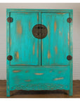 Qing Dynasty Cabinet with Custom Blue Green Lacquer and Carved Apron, SKU , image 13
