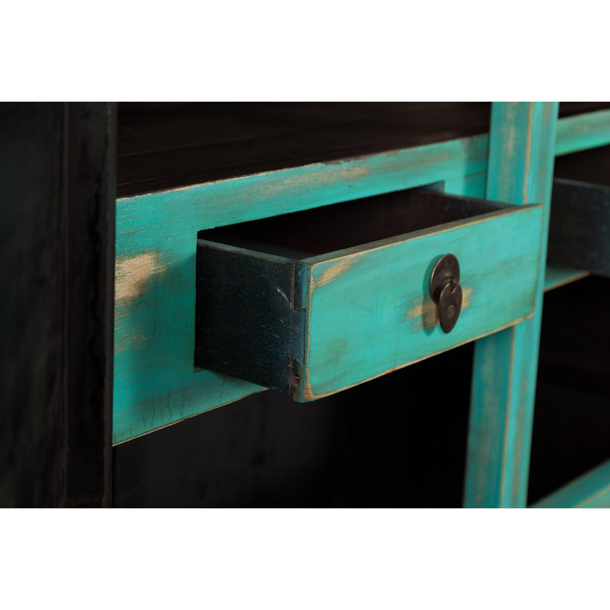 Qing Dynasty Cabinet with Custom Blue Green Lacquer and Carved Apron-13. Asian & Chinese Furniture, Art, Antiques, Vintage Home Décor for sale at FEA Home