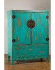 Qing Dynasty Cabinet with Custom Blue Green Lacquer and Carved Apron, SKU , image 16