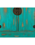 Qing Dynasty Cabinet with Custom Blue Green Lacquer and Carved Apron, SKU , image 6