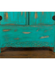 Qing Dynasty Cabinet with Custom Blue Green Lacquer and Carved Apron, SKU , image 7