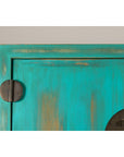 Qing Dynasty Cabinet with Custom Blue Green Lacquer and Carved Apron, SKU , image 9