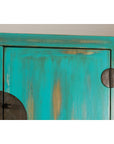 Qing Dynasty Cabinet with Custom Blue Green Lacquer and Carved Apron, SKU , image 10