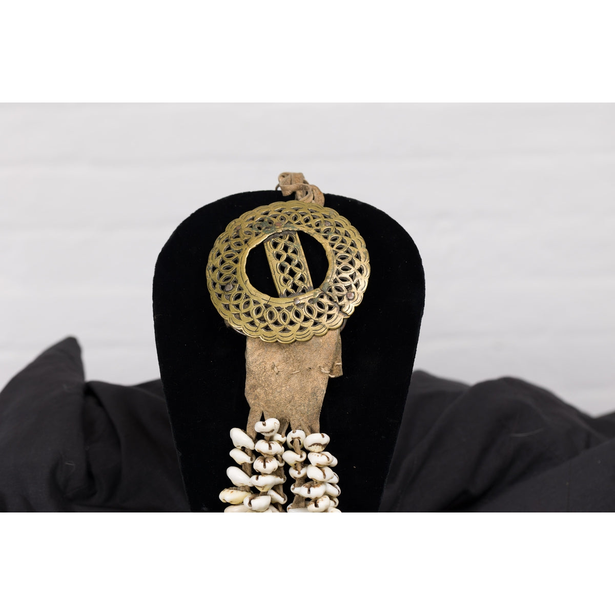 Antique Body Ornament Made of Himalayan Shells Secured to a Brass Buckle-12. Asian & Chinese Furniture, Art, Antiques, Vintage Home Décor for sale at FEA Home