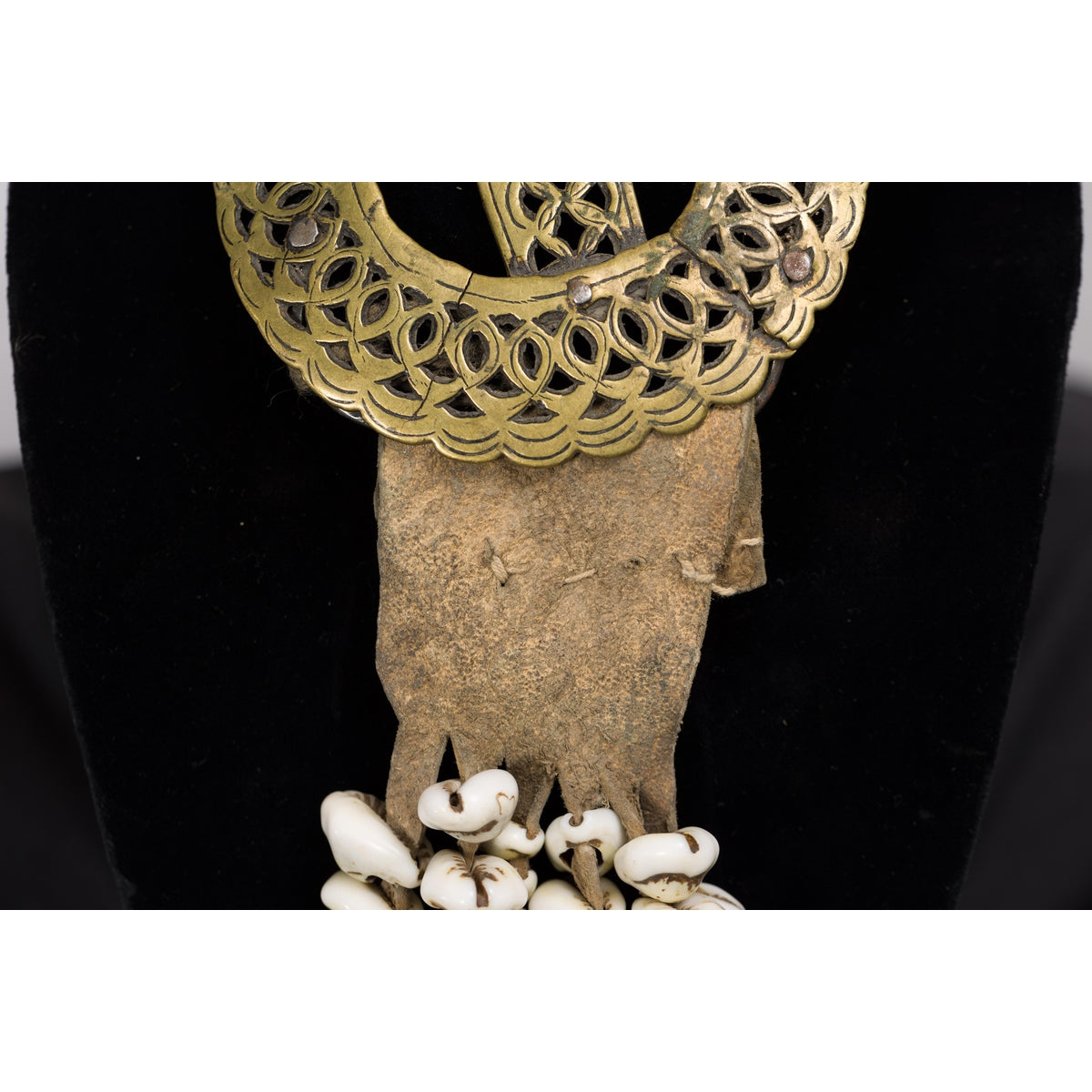 Antique Body Ornament Made of Himalayan Shells Secured to a Brass Buckle-13. Asian & Chinese Furniture, Art, Antiques, Vintage Home Décor for sale at FEA Home