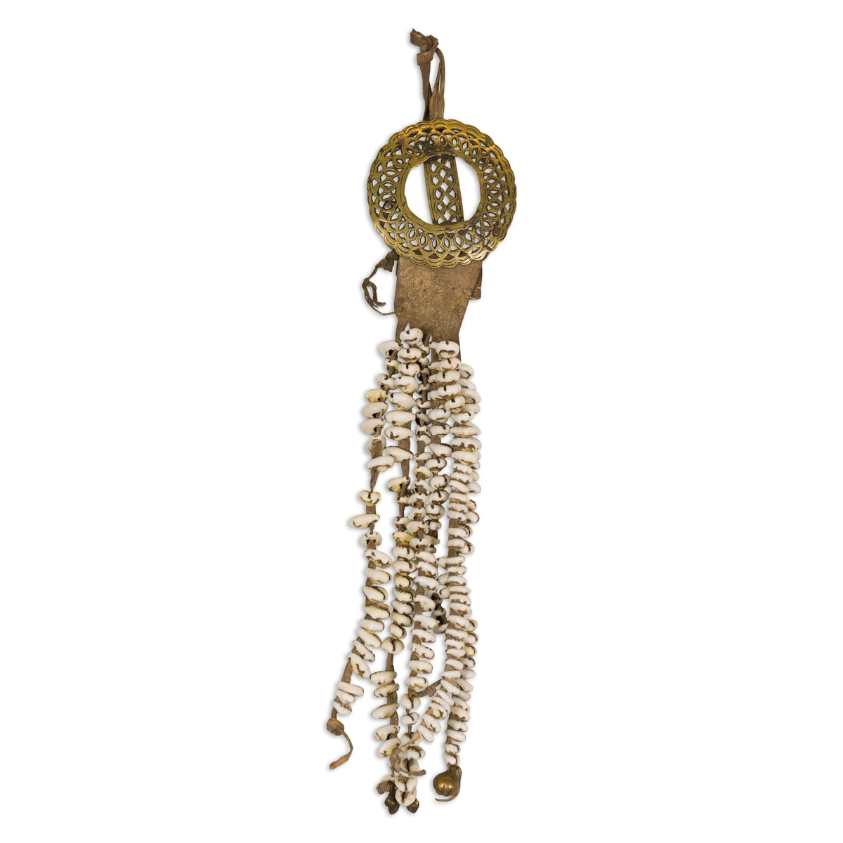 Antique Body Ornament Made of Himalayan Shells Secured to a Brass Buckle-16. Asian & Chinese Furniture, Art, Antiques, Vintage Home Décor for sale at FEA Home
