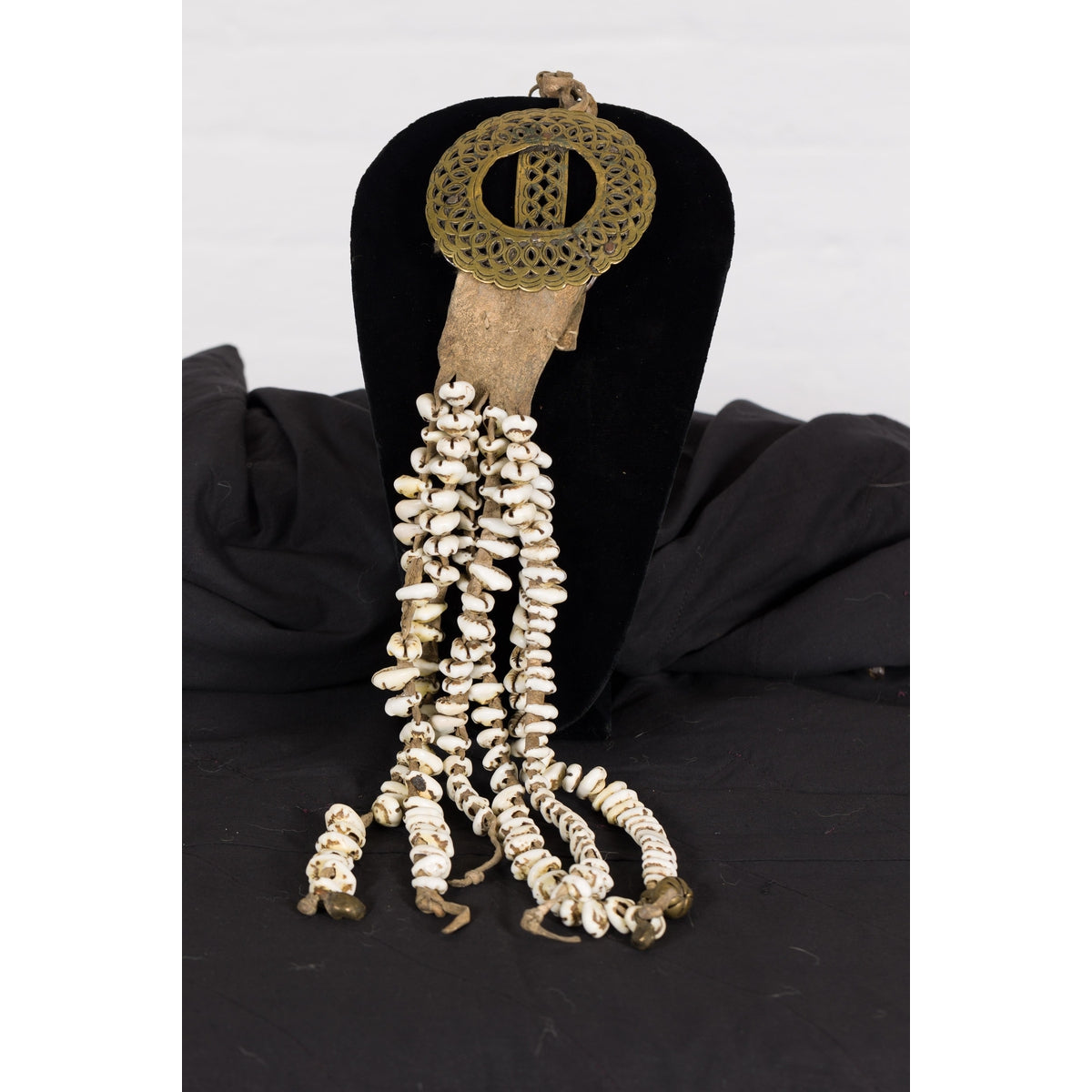 Antique Body Ornament Made of Himalayan Shells Secured to a Brass Buckle-6. Asian & Chinese Furniture, Art, Antiques, Vintage Home Décor for sale at FEA Home