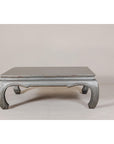 Teak Coffee Table with Custom Silver Patina, Chow Legs and Carved Apron-12. Asian & Chinese Furniture, Art, Antiques, Vintage Home Décor for sale at FEA Home