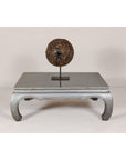 Teak Coffee Table with Custom Silver Patina, Chow Legs and Carved Apron-14. Asian & Chinese Furniture, Art, Antiques, Vintage Home Décor for sale at FEA Home