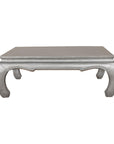 Teak Coffee Table with Custom Silver Patina, Chow Legs and Carved Apron-16. Asian & Chinese Furniture, Art, Antiques, Vintage Home Décor for sale at FEA Home