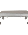 Teak Coffee Table with Custom Silver Patina, Chow Legs and Carved Apron-1. Asian & Chinese Furniture, Art, Antiques, Vintage Home Décor for sale at FEA Home