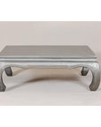 Teak Coffee Table with Custom Silver Patina, Chow Legs and Carved Apron-3. Asian & Chinese Furniture, Art, Antiques, Vintage Home Décor for sale at FEA Home