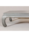 Teak Coffee Table with Custom Silver Patina, Chow Legs and Carved Apron-4. Asian & Chinese Furniture, Art, Antiques, Vintage Home Décor for sale at FEA Home