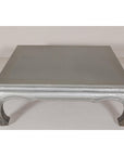 Teak Coffee Table with Custom Silver Patina, Chow Legs and Carved Apron-6. Asian & Chinese Furniture, Art, Antiques, Vintage Home Décor for sale at FEA Home