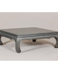 Teak Coffee Table with Custom Silver Patina, Chow Legs and Carved Apron-7. Asian & Chinese Furniture, Art, Antiques, Vintage Home Décor for sale at FEA Home