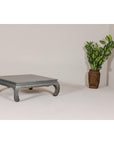 Teak Coffee Table with Custom Silver Patina, Chow Legs and Carved Apron-8. Asian & Chinese Furniture, Art, Antiques, Vintage Home Décor for sale at FEA Home