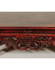 Qing Dynasty Low Kang Coffee Table with Reddish Brown Finish and Carved Décor-11. Asian & Chinese Furniture, Art, Antiques, Vintage Home Décor for sale at FEA Home