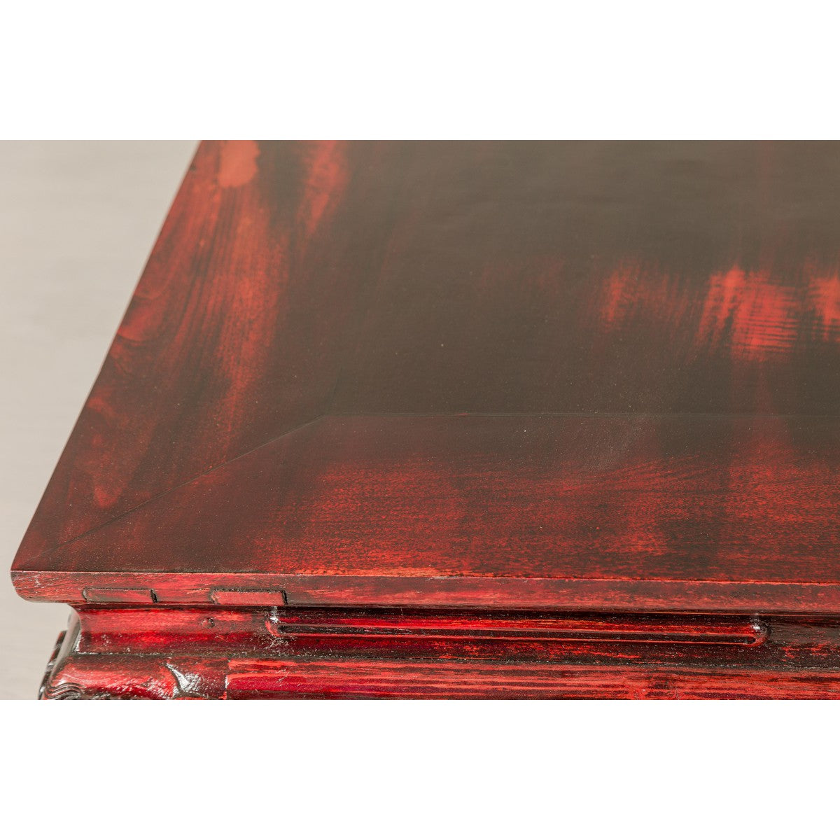 Qing Dynasty Low Kang Coffee Table with Reddish Brown Finish and Carved Décor-13. Asian & Chinese Furniture, Art, Antiques, Vintage Home Décor for sale at FEA Home