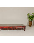Qing Dynasty Low Kang Coffee Table with Reddish Brown Finish and Carved Décor-15. Asian & Chinese Furniture, Art, Antiques, Vintage Home Décor for sale at FEA Home