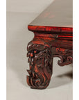 Qing Dynasty Low Kang Coffee Table with Reddish Brown Finish and Carved Décor-17. Asian & Chinese Furniture, Art, Antiques, Vintage Home Décor for sale at FEA Home
