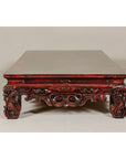Qing Dynasty Low Kang Coffee Table with Reddish Brown Finish and Carved Décor-9. Asian & Chinese Furniture, Art, Antiques, Vintage Home Décor for sale at FEA Home