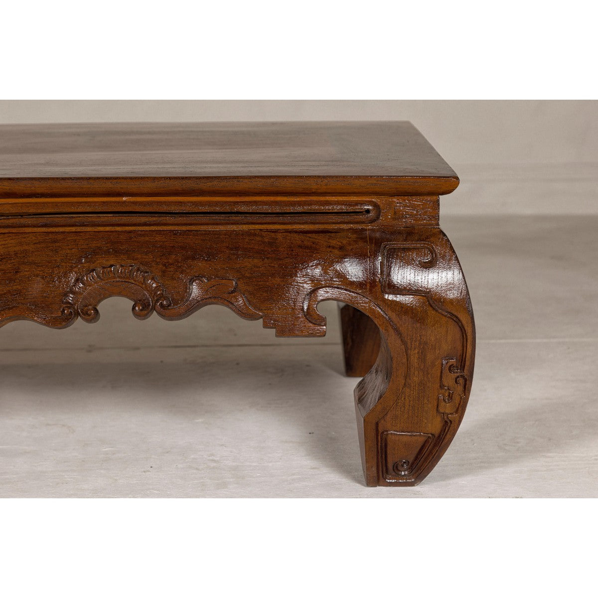 19th Century Lacquered Coffee Table with Hand-Carved Apron and Chow Legs-10. Asian & Chinese Furniture, Art, Antiques, Vintage Home Décor for sale at FEA Home