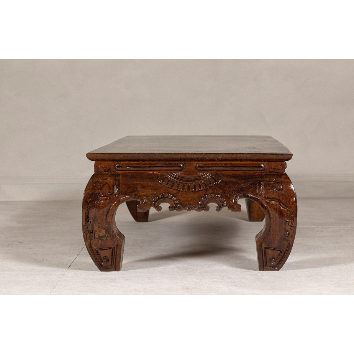 19th Century Lacquered Coffee Table with Hand-Carved Apron and Chow Legs-12. Asian & Chinese Furniture, Art, Antiques, Vintage Home Décor for sale at FEA Home