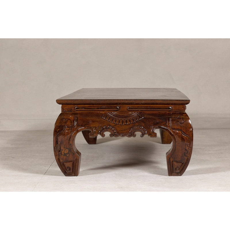 19th Century Lacquered Coffee Table with Hand-Carved Apron and Chow Legs-YN7969-12. Asian & Chinese Furniture, Art, Antiques, Vintage Home Décor for sale at FEA Home