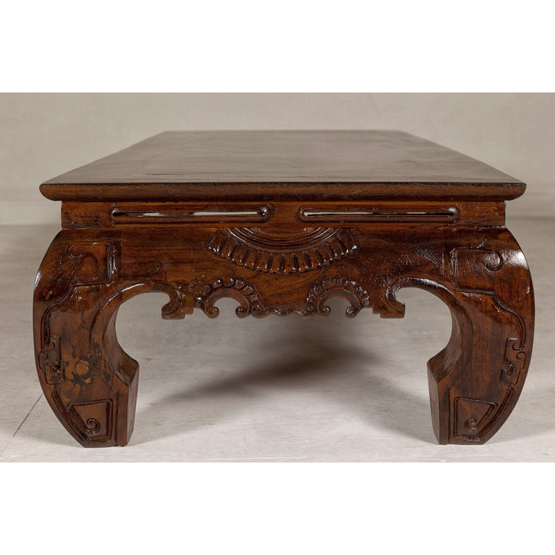 19th Century Lacquered Coffee Table with Hand-Carved Apron and Chow Legs-YN7969-13. Asian & Chinese Furniture, Art, Antiques, Vintage Home Décor for sale at FEA Home