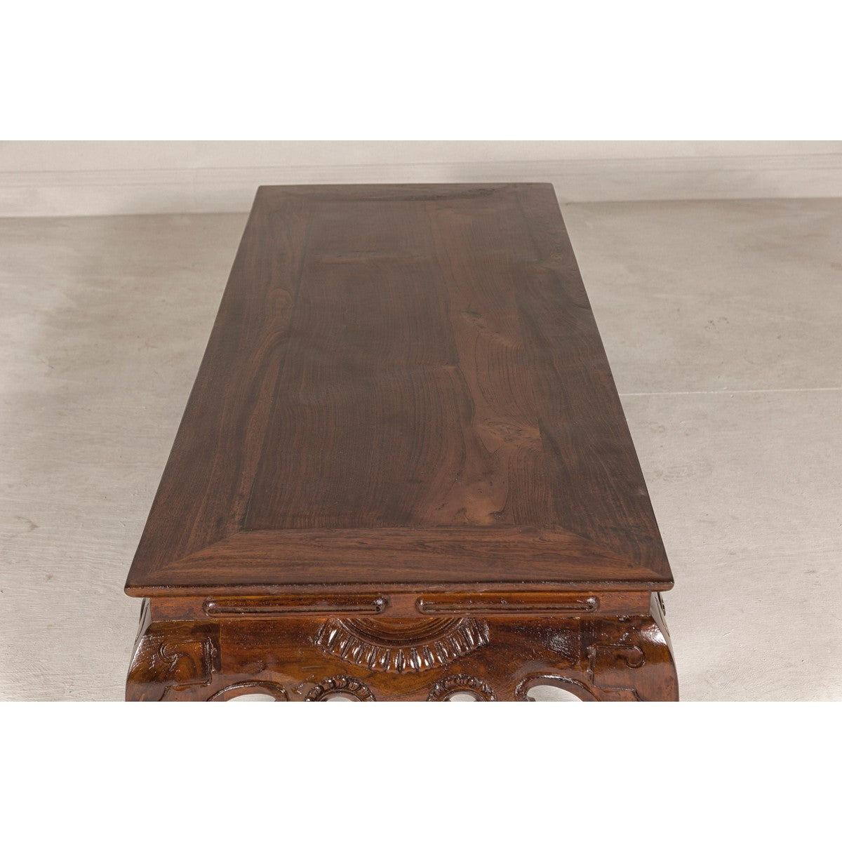 19th Century Lacquered Coffee Table with Hand-Carved Apron and Chow Legs-14. Asian & Chinese Furniture, Art, Antiques, Vintage Home Décor for sale at FEA Home