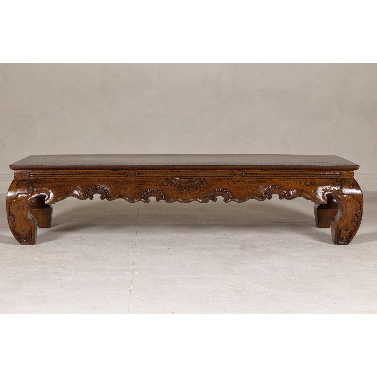 19th Century Lacquered Coffee Table with Hand-Carved Apron and Chow Legs-15. Asian & Chinese Furniture, Art, Antiques, Vintage Home Décor for sale at FEA Home