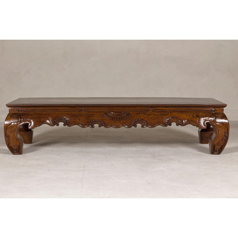 19th Century Lacquered Coffee Table with Hand-Carved Apron and Chow Legs-YN7969-15. Asian & Chinese Furniture, Art, Antiques, Vintage Home Décor for sale at FEA Home