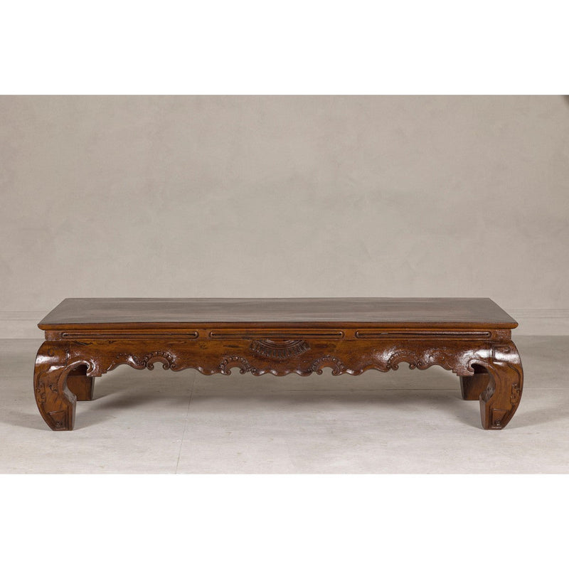 19th Century Lacquered Coffee Table with Hand-Carved Apron and Chow Legs-YN7969-3. Asian & Chinese Furniture, Art, Antiques, Vintage Home Décor for sale at FEA Home