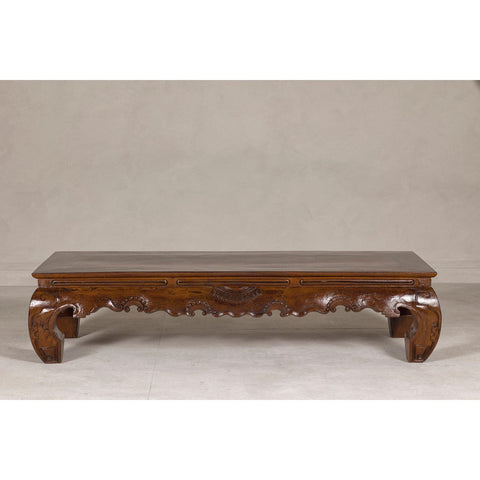 19th Century Lacquered Coffee Table with Hand-Carved Apron and Chow Legs-YN7969-3. Asian & Chinese Furniture, Art, Antiques, Vintage Home Décor for sale at FEA Home