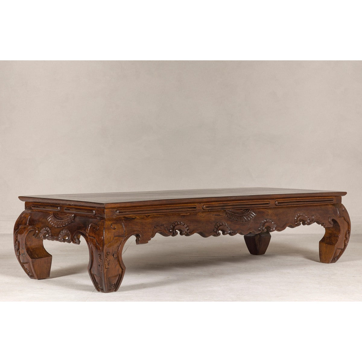 19th Century Lacquered Coffee Table with Hand-Carved Apron and Chow Legs-4. Asian & Chinese Furniture, Art, Antiques, Vintage Home Décor for sale at FEA Home