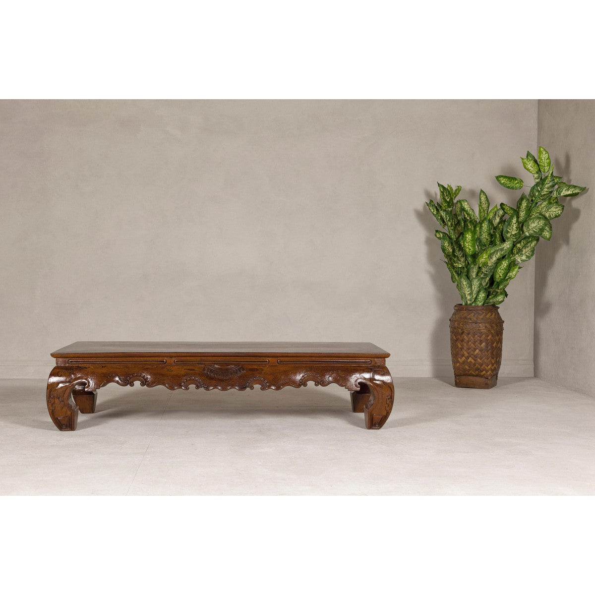 19th Century Lacquered Coffee Table with Hand-Carved Apron and Chow Legs-6. Asian & Chinese Furniture, Art, Antiques, Vintage Home Décor for sale at FEA Home