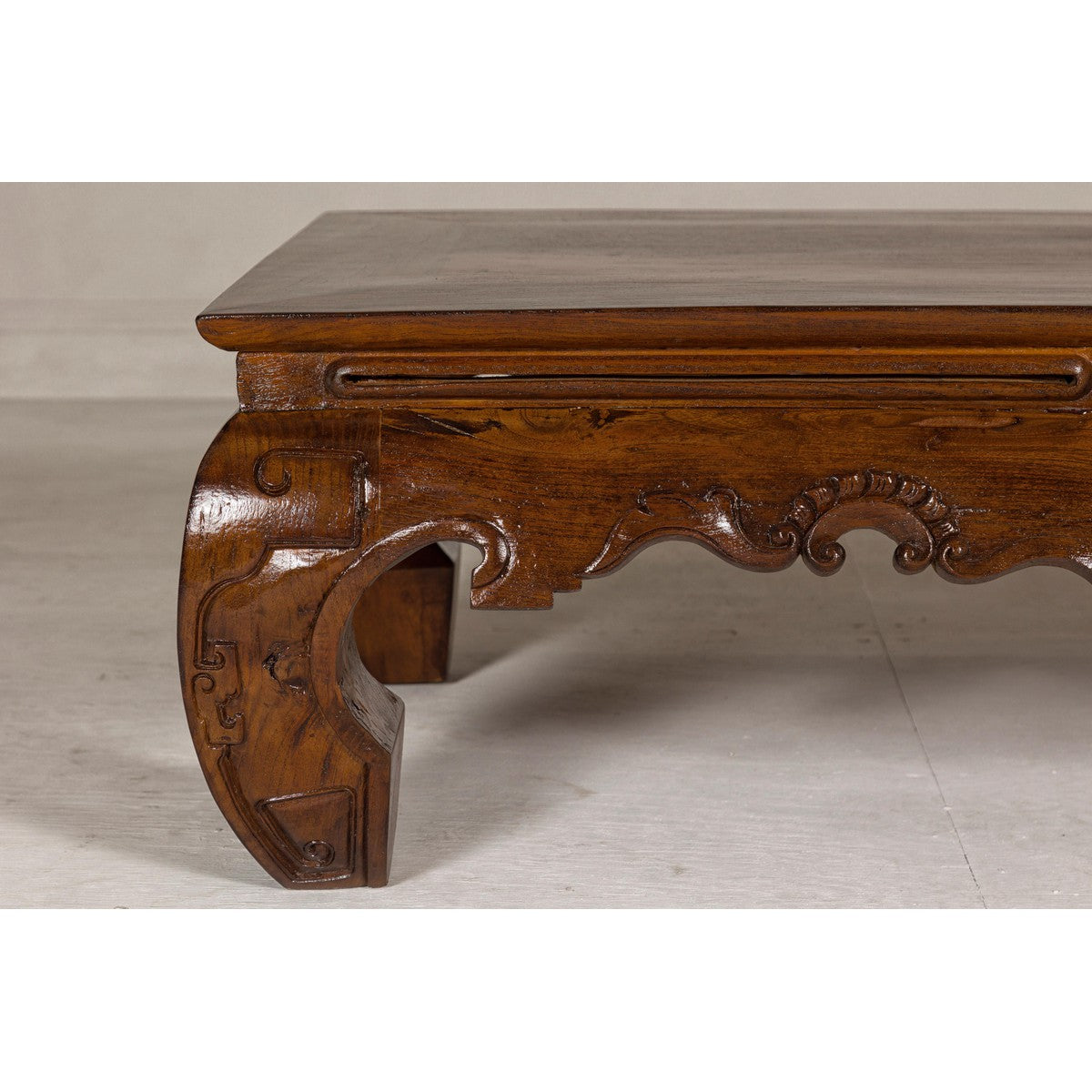 19th Century Lacquered Coffee Table with Hand-Carved Apron and Chow Legs-7. Asian & Chinese Furniture, Art, Antiques, Vintage Home Décor for sale at FEA Home