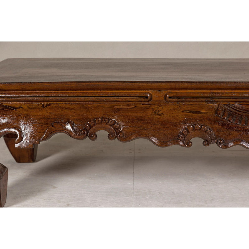 19th Century Lacquered Coffee Table with Hand-Carved Apron and Chow Legs-YN7969-8. Asian & Chinese Furniture, Art, Antiques, Vintage Home Décor for sale at FEA Home