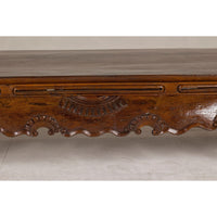 19th Century Lacquered Coffee Table with Hand-Carved Apron and Chow Legs