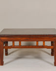 Low Square Coffee Table with Brown Lacquer, Horse Hoof Legs, Humpback Stretcher-15. Asian & Chinese Furniture, Art, Antiques, Vintage Home Décor for sale at FEA Home