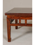 Low Square Coffee Table with Brown Lacquer, Horse Hoof Legs, Humpback Stretcher-7. Asian & Chinese Furniture, Art, Antiques, Vintage Home Décor for sale at FEA Home