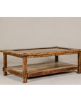 Country Style Distressed Two-Tier Coffee Table with Inset Top and Straight Legs-11. Asian & Chinese Furniture, Art, Antiques, Vintage Home Décor for sale at FEA Home