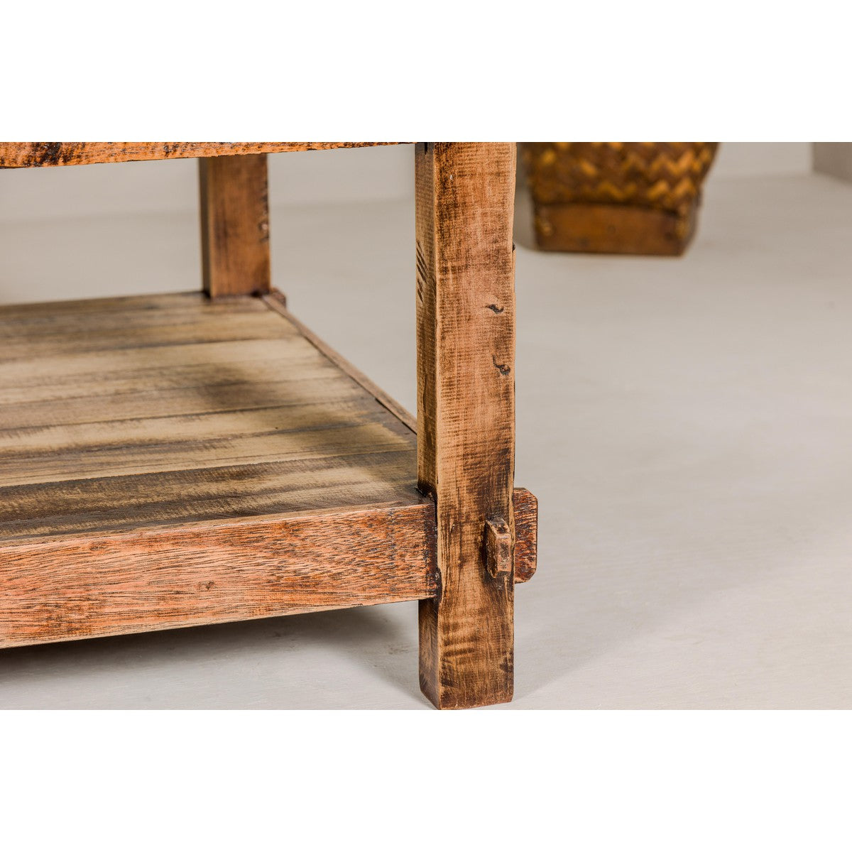 Country Style Distressed Two-Tier Coffee Table with Inset Top and Straight Legs-16. Asian & Chinese Furniture, Art, Antiques, Vintage Home Décor for sale at FEA Home