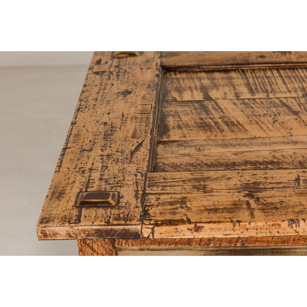 Country Style Distressed Two-Tier Coffee Table with Inset Top and Straight Legs-17. Asian & Chinese Furniture, Art, Antiques, Vintage Home Décor for sale at FEA Home