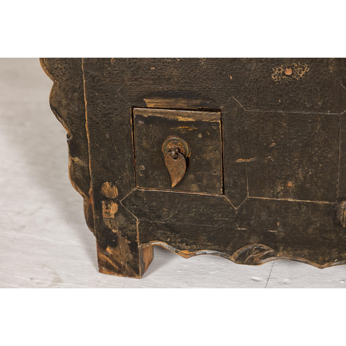 Low Kang Carved Sideboard with Brown Distressed Finish and Two Small Doors-10. Asian & Chinese Furniture, Art, Antiques, Vintage Home Décor for sale at FEA Home