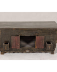 Low Kang Carved Sideboard with Brown Distressed Finish and Two Small Doors-12. Asian & Chinese Furniture, Art, Antiques, Vintage Home Décor for sale at FEA Home