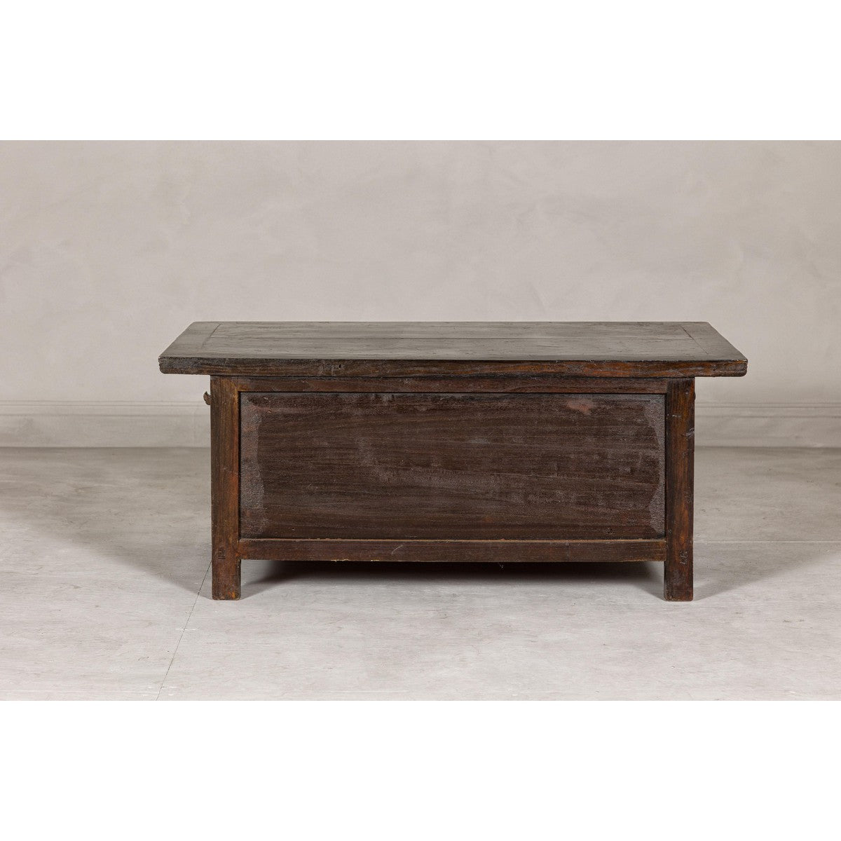Low Kang Carved Sideboard with Brown Distressed Finish and Two Small Doors-16. Asian & Chinese Furniture, Art, Antiques, Vintage Home Décor for sale at FEA Home