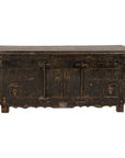Low Kang Carved Sideboard with Brown Distressed Finish and Two Small Doors-1. Asian & Chinese Furniture, Art, Antiques, Vintage Home Décor for sale at FEA Home